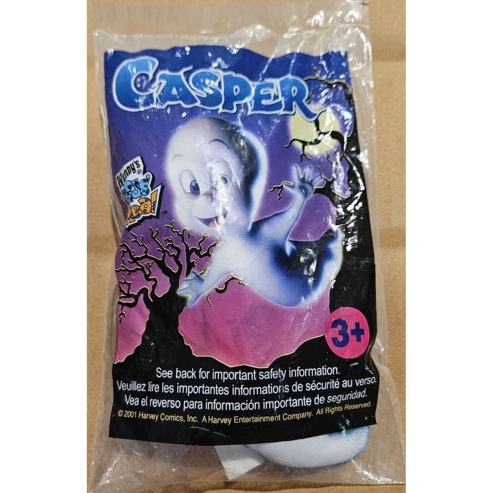 2001 Casper Wendy's Kids Meal Toy Glow Ghost Clip Keychain Sealed NOS